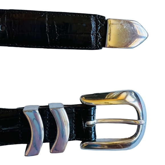 SOLD ❌ Onyx by Brighton Men’s Leather Croc Black Belt 34 - Picture 5 of 10